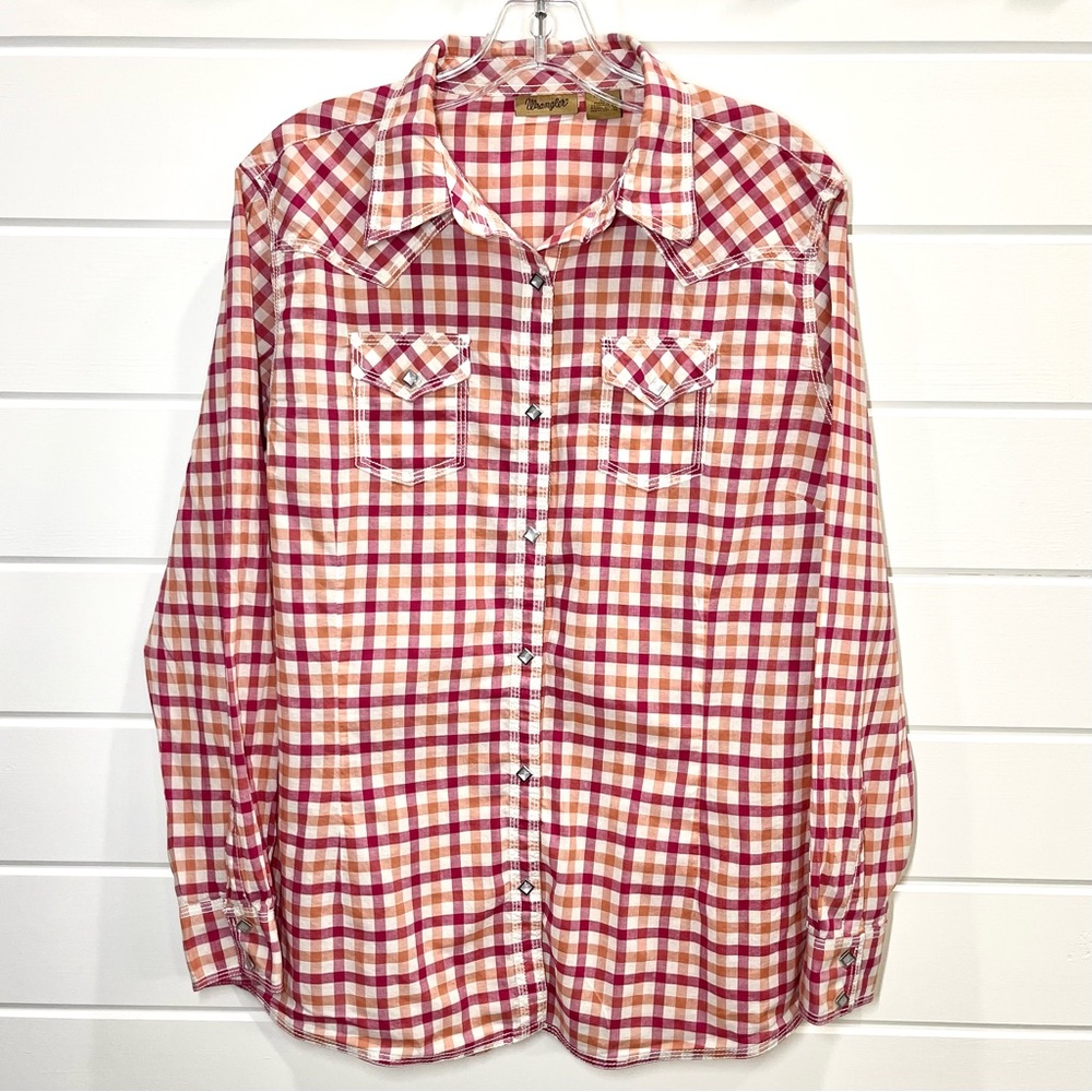 Wrangler Women's Western Shirt Plaid Button Up Long Sleeve Rodeo Cowgirl Size XL